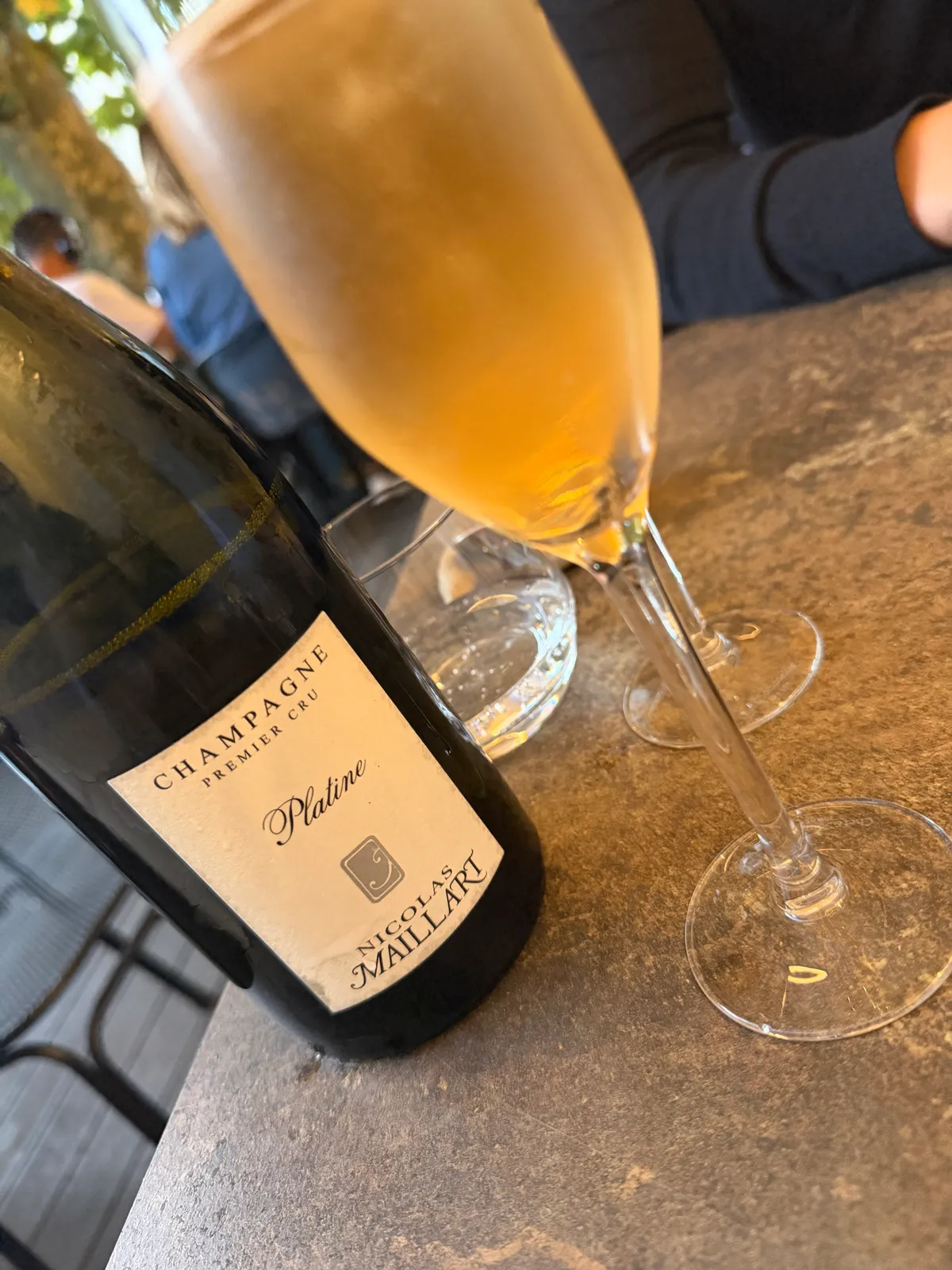 Champagne poured on a terrace in Biarritz