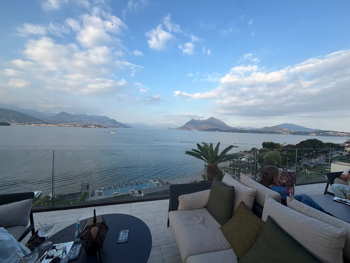 View over Lake Maggiore from the rooftop of Hotel La Palma in Stresa
